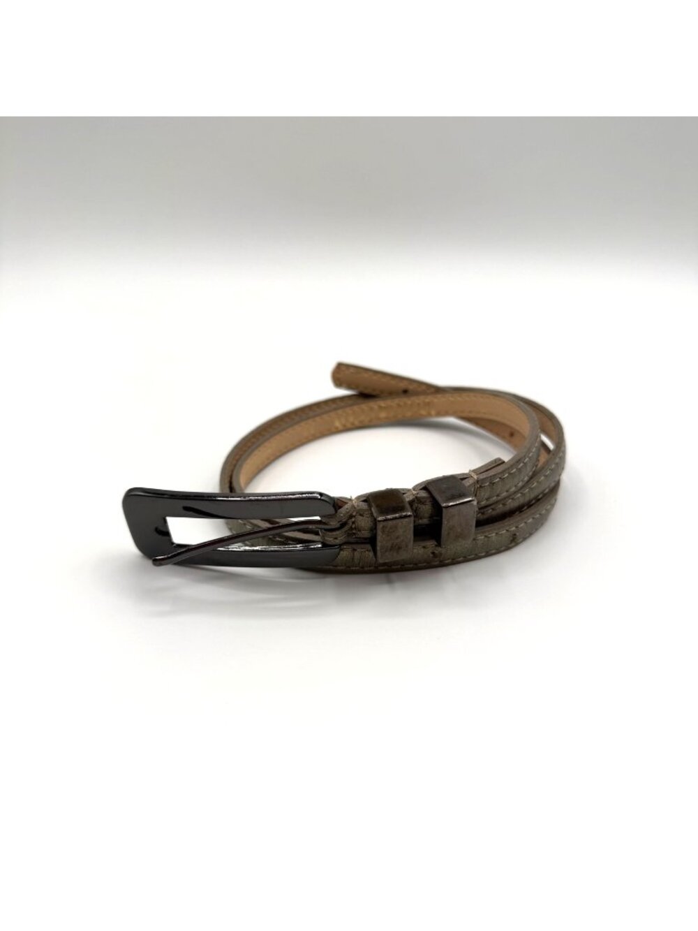 Vintage Ron Leal Made in Canada Metallic Leather Ultra Skinny Belt Size 10